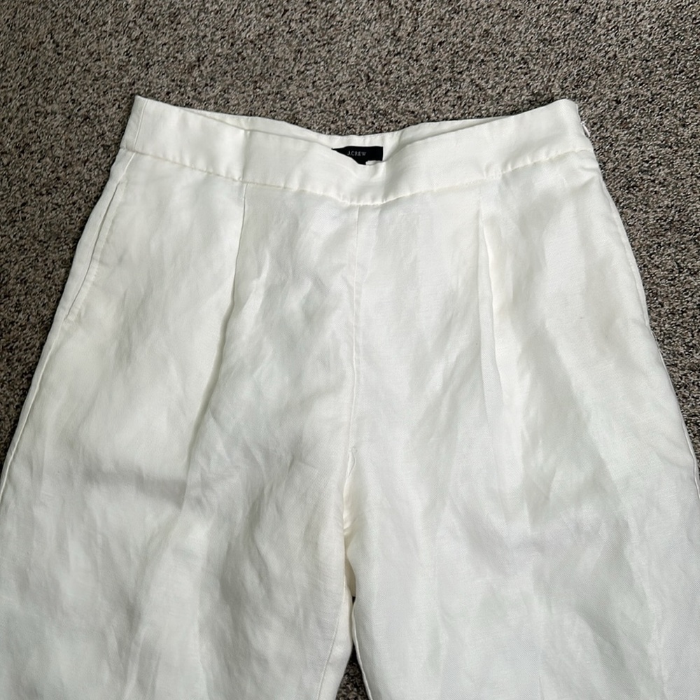 J crew white linen lined wide leg high rise pants size 12 - Picture 4 of 8